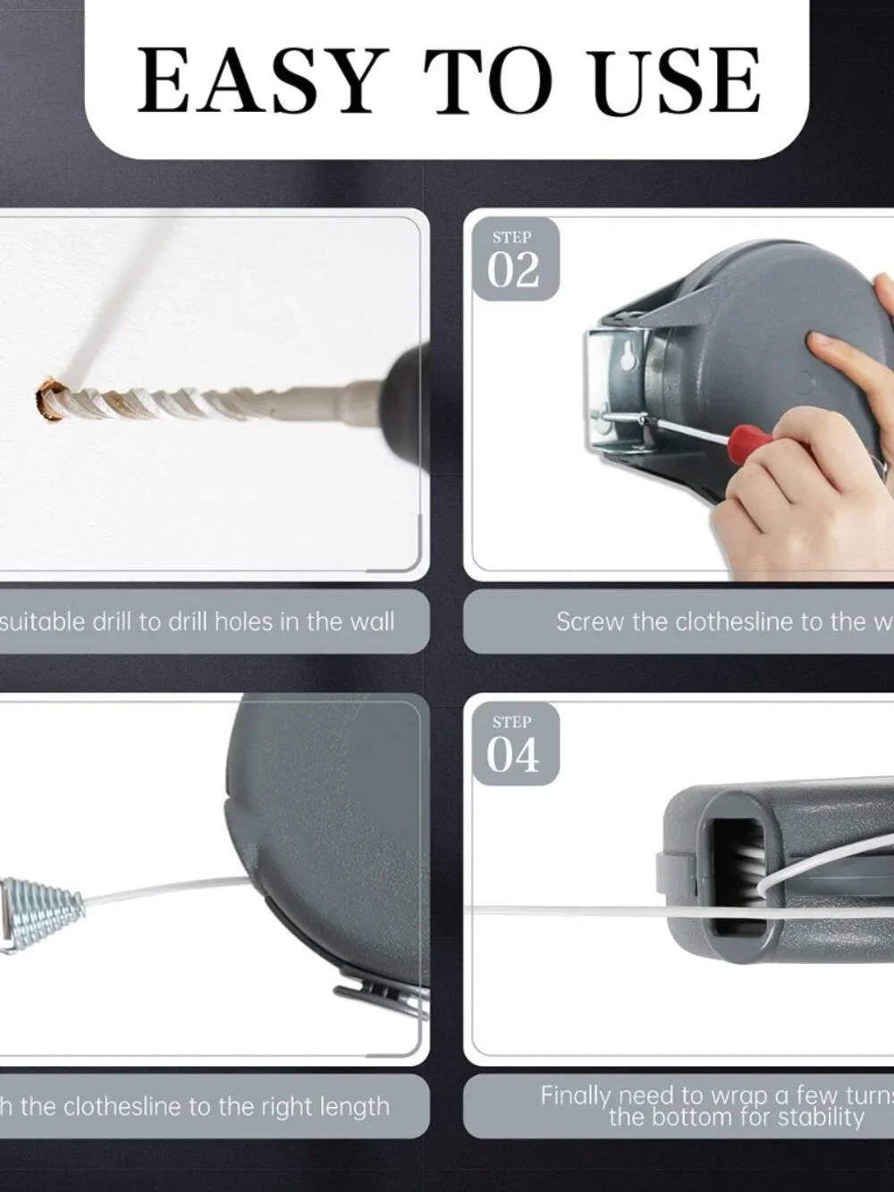 Retractable Clothesline Heavy Duty Retracting Clothes Line Outdoor and Indoor wi